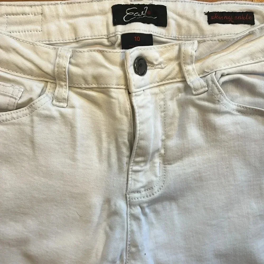 Earl Jean Womens Embroidered Skinny Ankle Raw Hem Jeans Size 10 - Picture 2 of 9